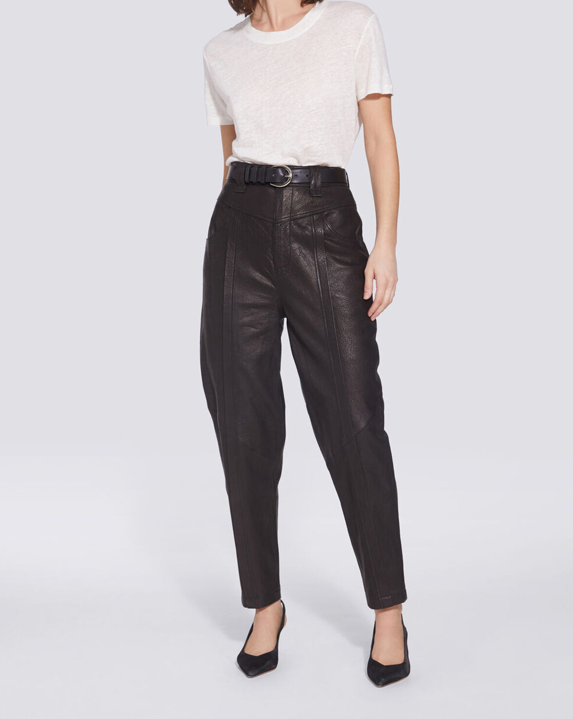 POWEL STRAIGHT LEG LEATHER TROUSERS image number null